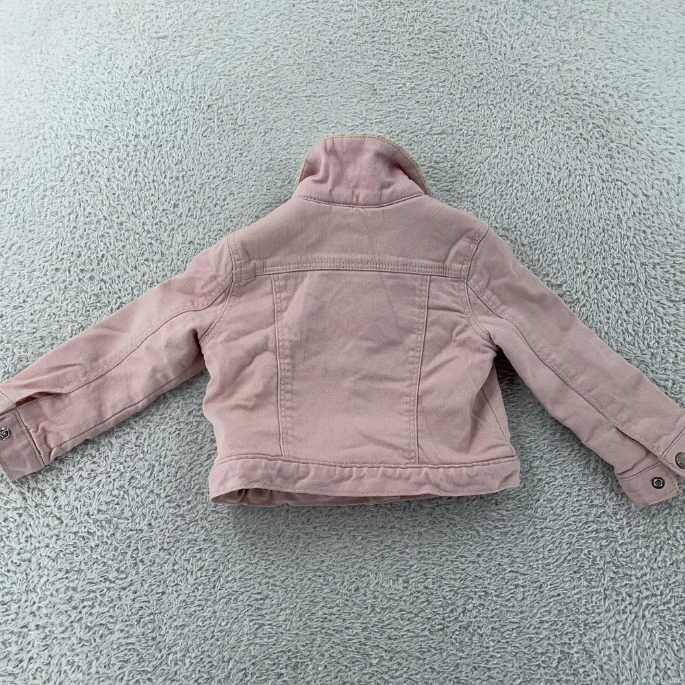 GAP Denim‎ Jacket Baby Girls 3 Years Pink Sherpa Lined Collar Trucker Coat